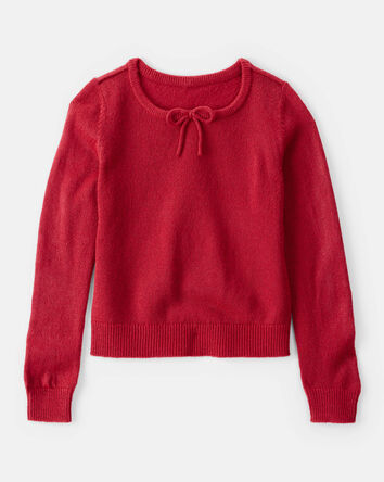 Girls Bow Long-Sleeve Sweater - Red, 