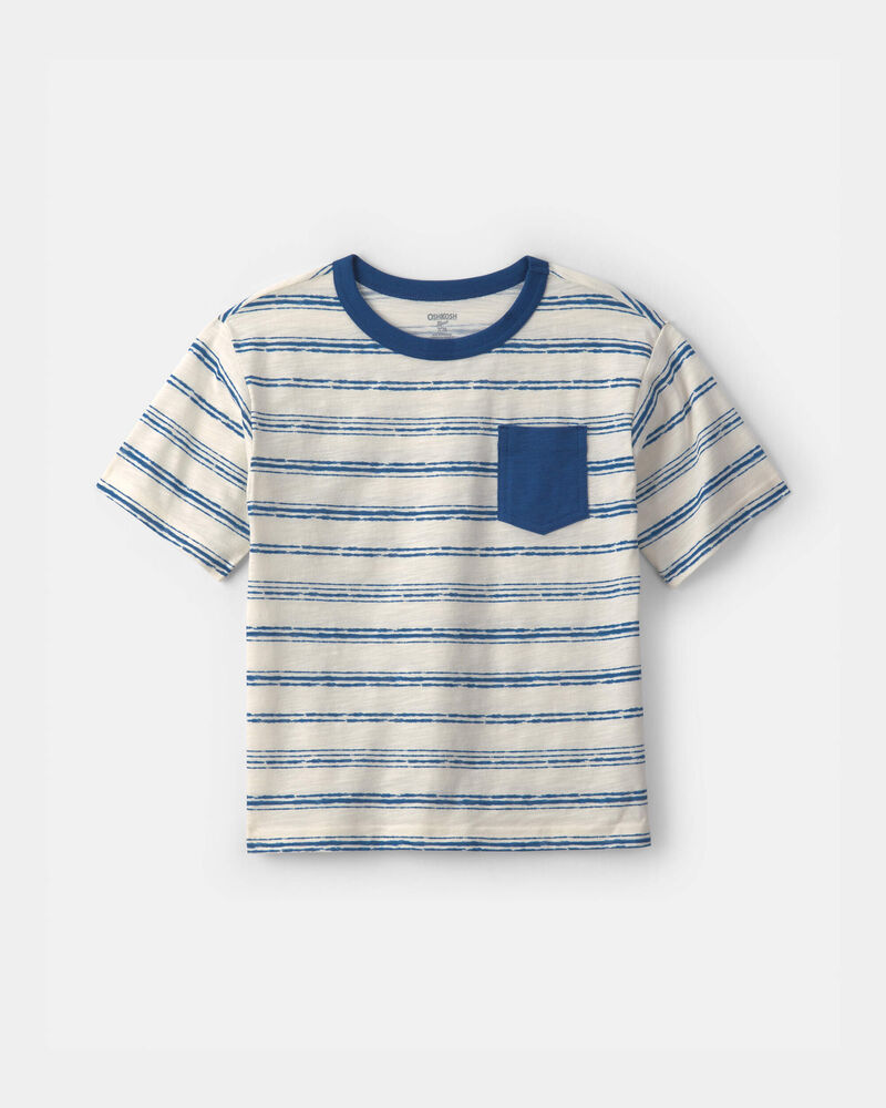 Boys Striped Pocket Tee - Blue/White, image 1 of 3 slides
