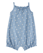 Baby Girl Shell Cotton Romper - Blue, image 1 of 3 slides