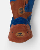 Tout-petit gar&ccedil;on - Pyjama ajust&eacute; 1 pi&egrave;ce en DreamPlush avec pieds &agrave; motif ourson - Bleu marine, image 3 sur 4 diapositives