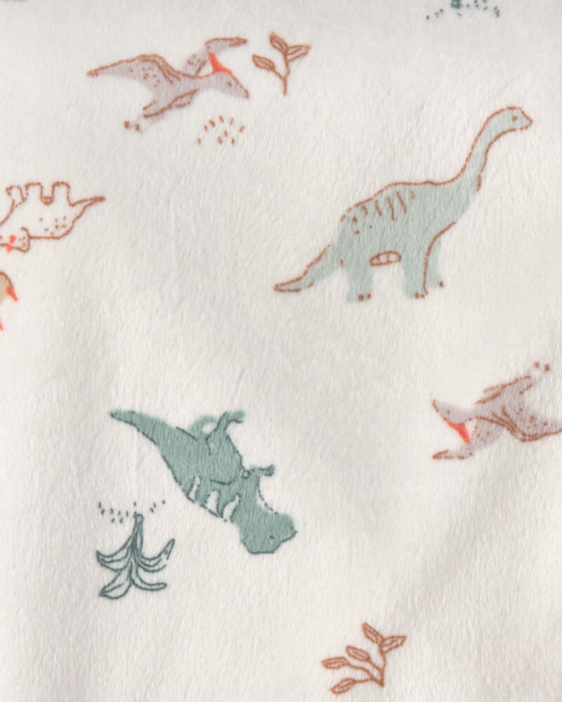 Baby Boy Dinosaur Plush Blanket - Green/Ivory, image 2 of 2 slides