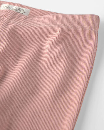 Baby Girl Organic Cotton Rib Footed Pants, 