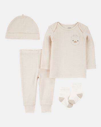 Baby 4-Piece Striped Duck Outfit Set, 