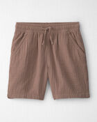 Boys 2-Piece Organic Cotton Gauze Embroidered Top & Short Set, image 2 of 5 slides