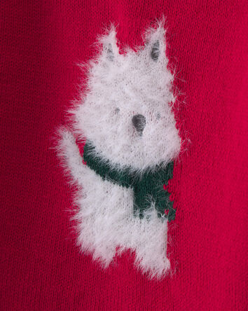 Baby Girl 2-Piece Dog Sweater & Pant Set - Red/Cream, 