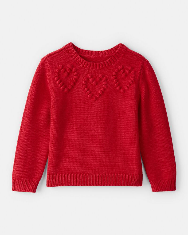 Toddler Girl Heart Long-Sleeve Sweater - Red, image 1 of 4 slides