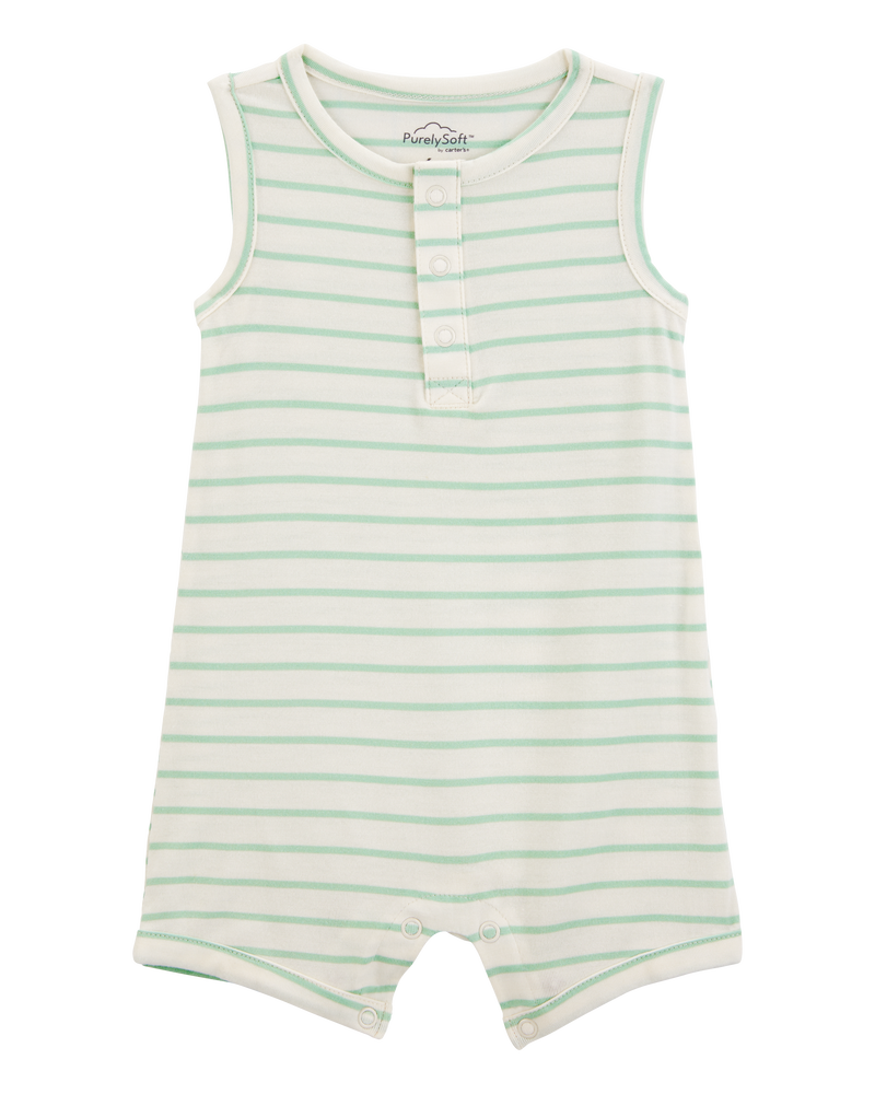 Bébé garçon - Barboteuse rayée PurelySoft - Vert, image 1 sur 5 diapositives