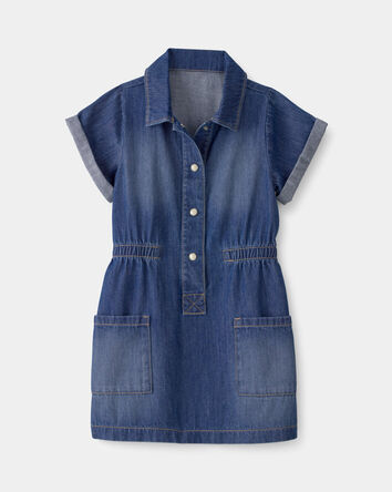 Tout-petit fille - Robe boutonn&eacute;e en denim - D&eacute;lav&eacute; fonc&eacute;, 