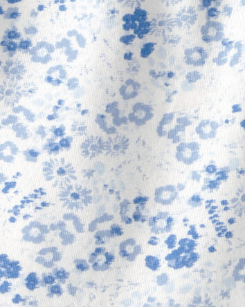 Baby Girl Floral Button-Down Bodysuit - Blue, 