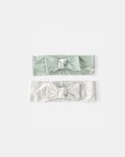Baby Girl 2-Pack Bunny Headwraps - Green/Ivory, image 1 of 4 slides
