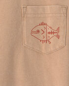Tout-petit gar&ccedil;on - T-shirt &agrave; imprim&eacute; de poisson sur la poche - Brun, image 2 sur 2 diapositives