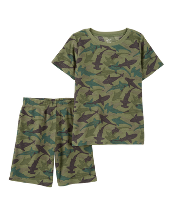 Kid Shark Print Loose Fit 2-Piece Pyjamas, 