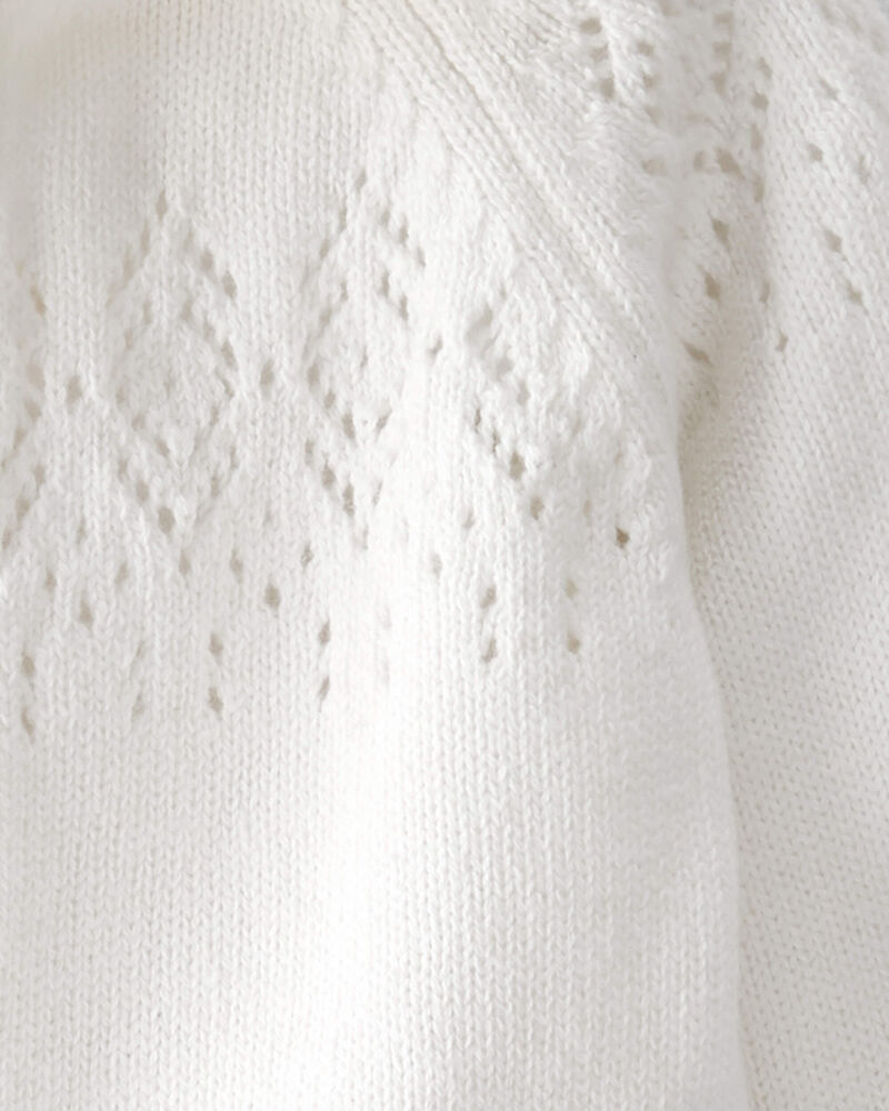 Baby Organic Cotton Sweater Knit Pointelle Jumpsuit, image 3 of 5 slides