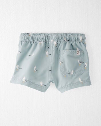 Baby Recycled Seagull-Print Swim Trunks, 