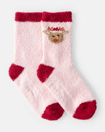 Toddler Reindeer Cozy Socks - Pink, 