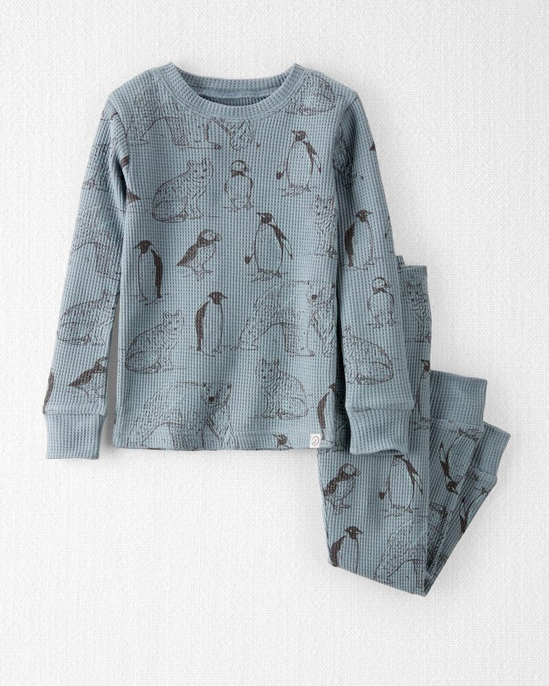 Multi/Blue Organic Cotton Waffle Knit Pajamas Set