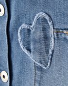 Girls Sleeveless Heart Denim Skirtall - Blue, image 3 of 5 slides