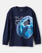 Boys Head Phones Long-Sleeve Graphic Tee - Blue, image 1 of 3 slides