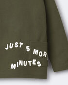 Tout-petit - T-shirt ample manches longues &agrave; imprim&eacute; &laquo;Just 5 More Minutes&raquo; - Vert olive, image 5 sur 5 diapositives