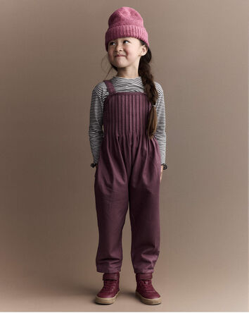 Toddler Girl Pleated Overalls - Mauve, 