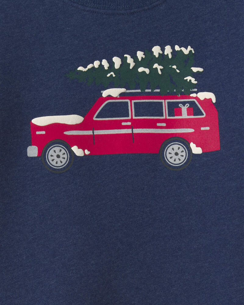 Tout-petit gar&ccedil;on - Ensemble 2 pi&egrave;ces haut en molleton &agrave; voiture de No&euml;l et pantalon - Bleu marine/Kaki, image 4 sur 4 diapositives