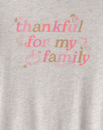 Girls 'Thankful' Long-Sleeve Graphic Tee - Grey, 
