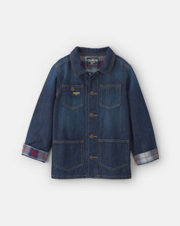 Boys Plaid Denim Jacket - Dark Wash, 