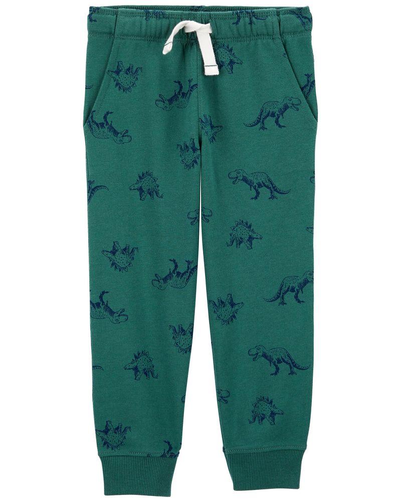 Green Dino Print French Terry Jogger Pants