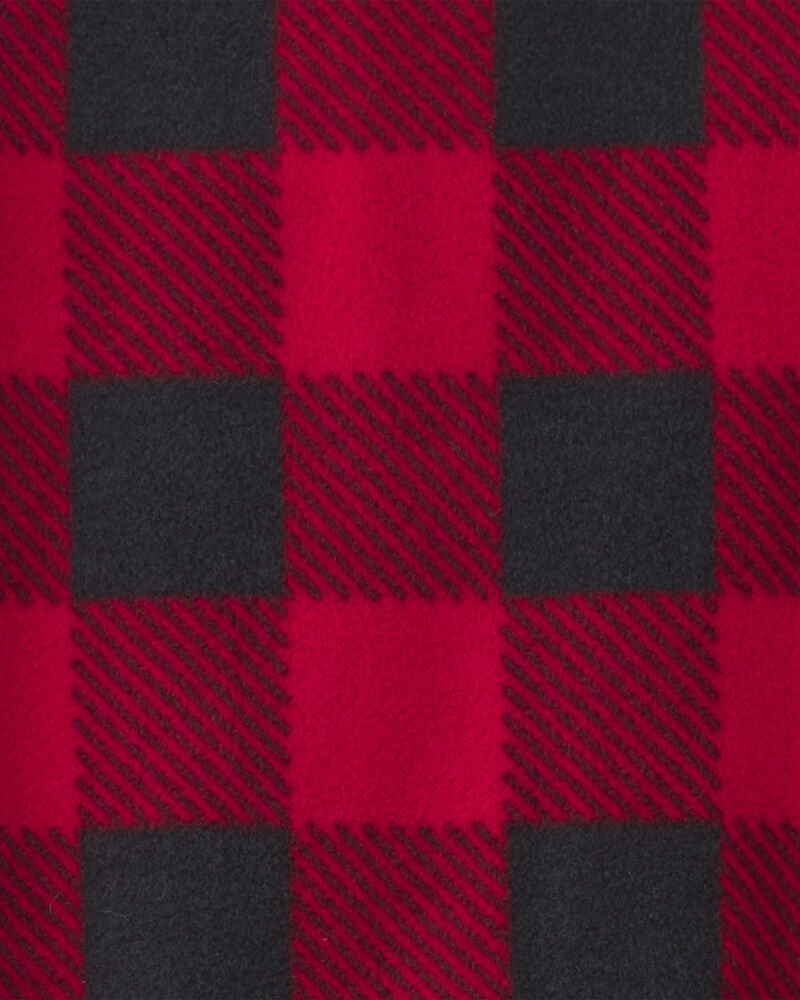 Baby Buffalo Check Fleece 2-Way Zip Sleeper - Red/Black, image 2 of 6 slides