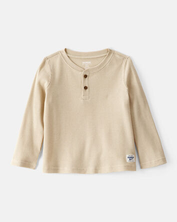 Toddler Boy Long-Sleeve Henley Shirt - Tan, 