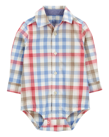 Baby Plaid Long-Sleeve Bodysuit - Plaid, 