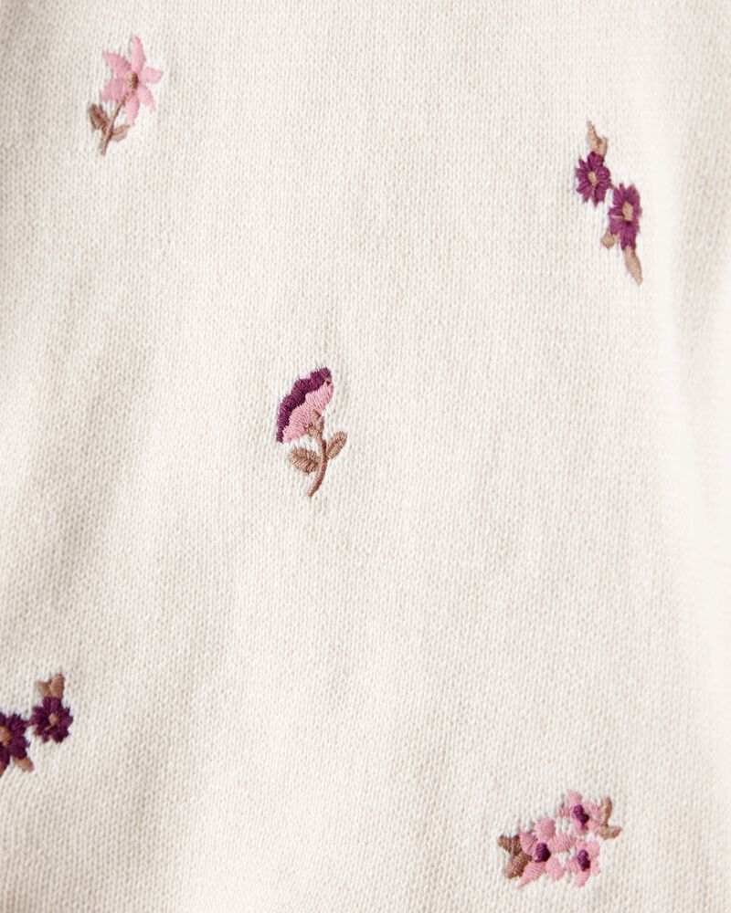 Baby Girl 2-Piece Floral Embroidered Short-Sleeve Top & Short Set - Cream, image 2 of 4 slides