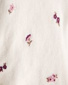 Baby Girl 2-Piece Floral Embroidered Short-Sleeve Top & Short Set - Cream, image 2 of 4 slides