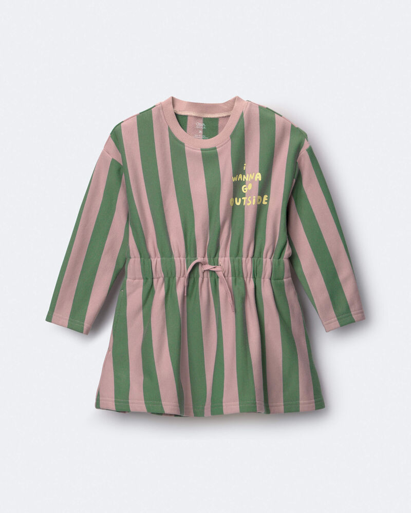 Toddler Girl Tie-Front Dress in Stripes - Mauve, image 1 of 2 slides