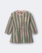 Toddler Girl Tie-Front Dress in Stripes - Mauve, image 1 of 2 slides