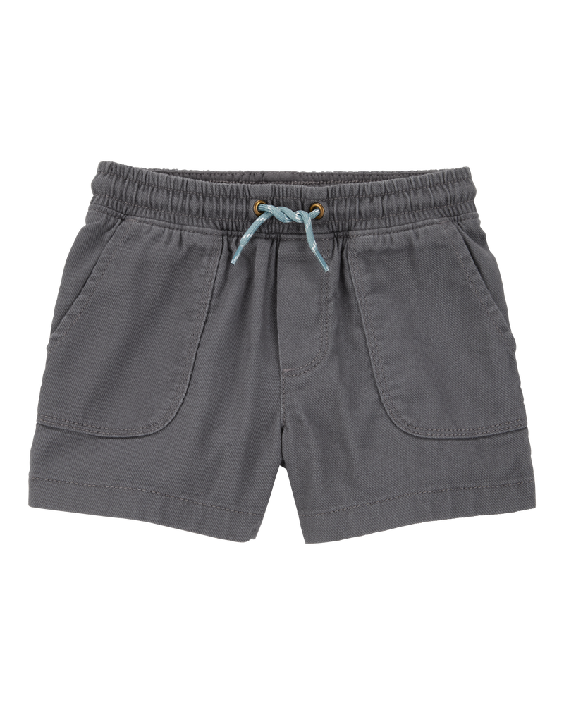 Toddler Pull-On Twill Shorts - Grey, image 1 of 6 slides