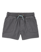 Toddler Pull-On Twill Shorts - Grey, image 1 of 6 slides