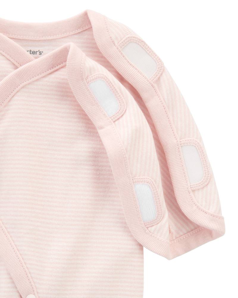 Baby Preemie Striped Cotton Sleeper Pyjamas, image 3 of 7 slides