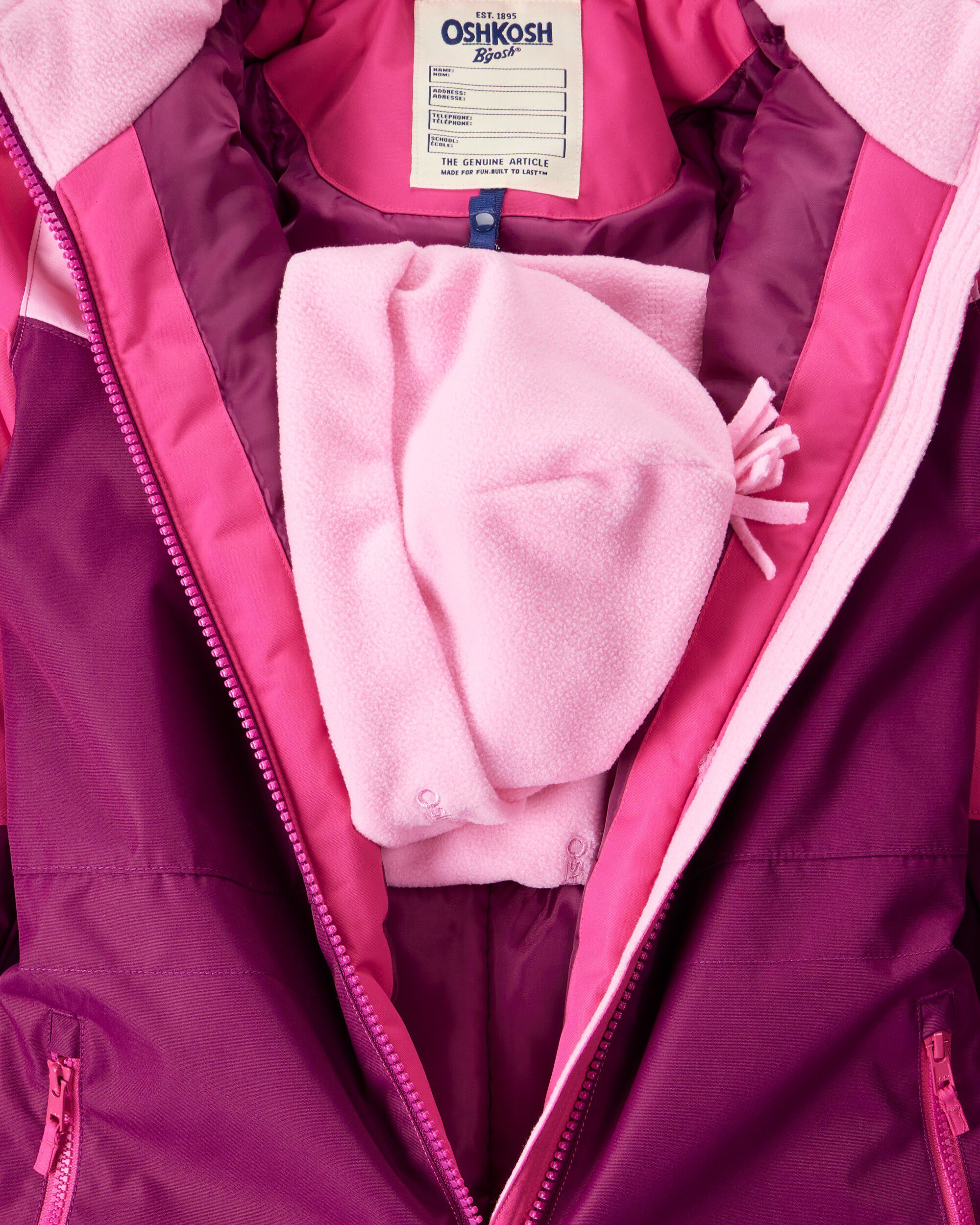 Girls 1-Piece Taslan Retro Snowsuit - Fuschia | Carter's
