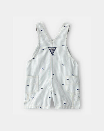Baby Boy Whale Striped Shortall - Blue/White, 