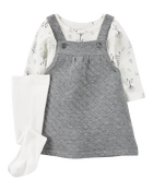 Baby 3-Piece Quilted Jumper & Tights Set, image 1 of 6 slides