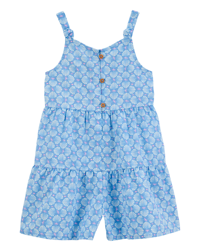 Enfant en bas âge Barboteuse boutonnée à motifs tropicaux - Bleu, image 1 sur 3 diapositives