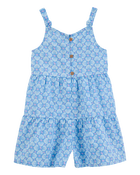 Enfant en bas âge Barboteuse boutonnée à motifs tropicaux - Bleu, image 1 sur 3 diapositives