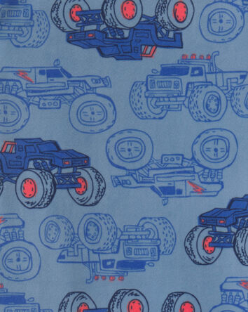 Boys 2-Piece Monster Truck Dream Plush Snug Fit Pyjama Set - Blue, 