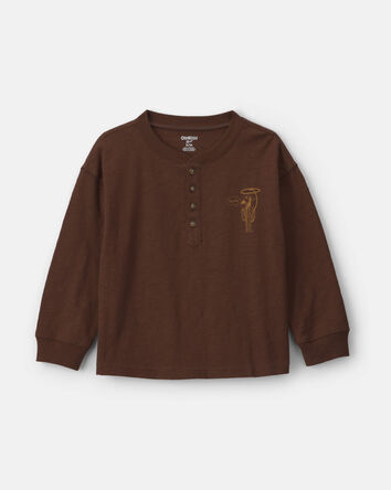 Toddler Boy 'Best Of The West' Long-Sleeve Henley T-Shirt - Brown, 