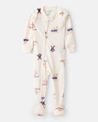 Toddler Girl Snow Animals DreamPlush Snug Fit Long-Sleeve 2-Way Zip 1-Piece Pyjamas - White, image 1 of 3 slides
