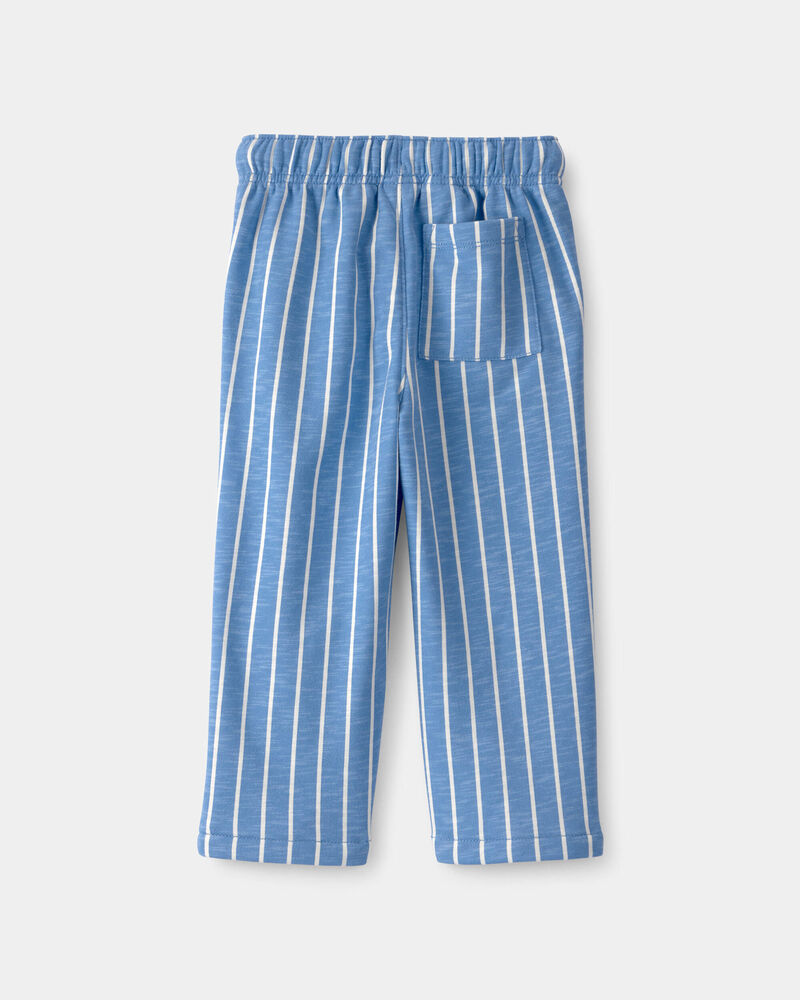 Toddler Striped French Terry Pants - Blue/White, image 3 of 5 slides