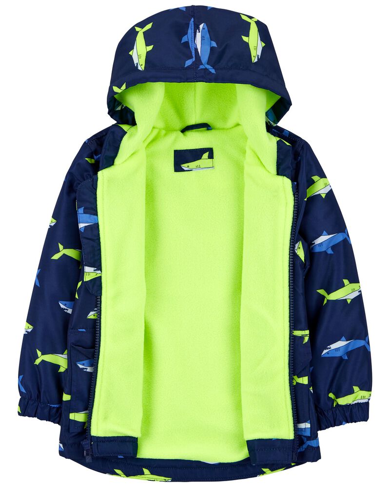 Kid Shark Print Rain Jacket, image 2 of 3 slides