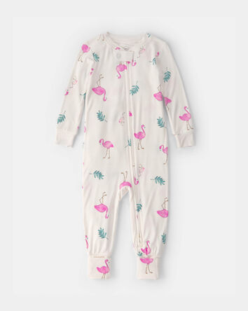 Baby Girl Flamingo PurelySoft Snug Fit 1-Piece Pyjama - Ivory, 