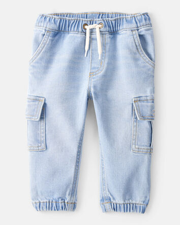 Baby Boy Mid-Rise Denim Cargo Joggers - Rain Wash, 
